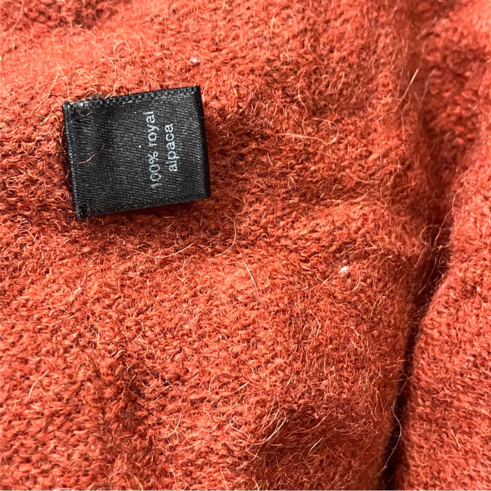 Peruvian Connection Brimfield henley sweater‎ royal alpaca pullover Orange Small - Picture 6 of 9
